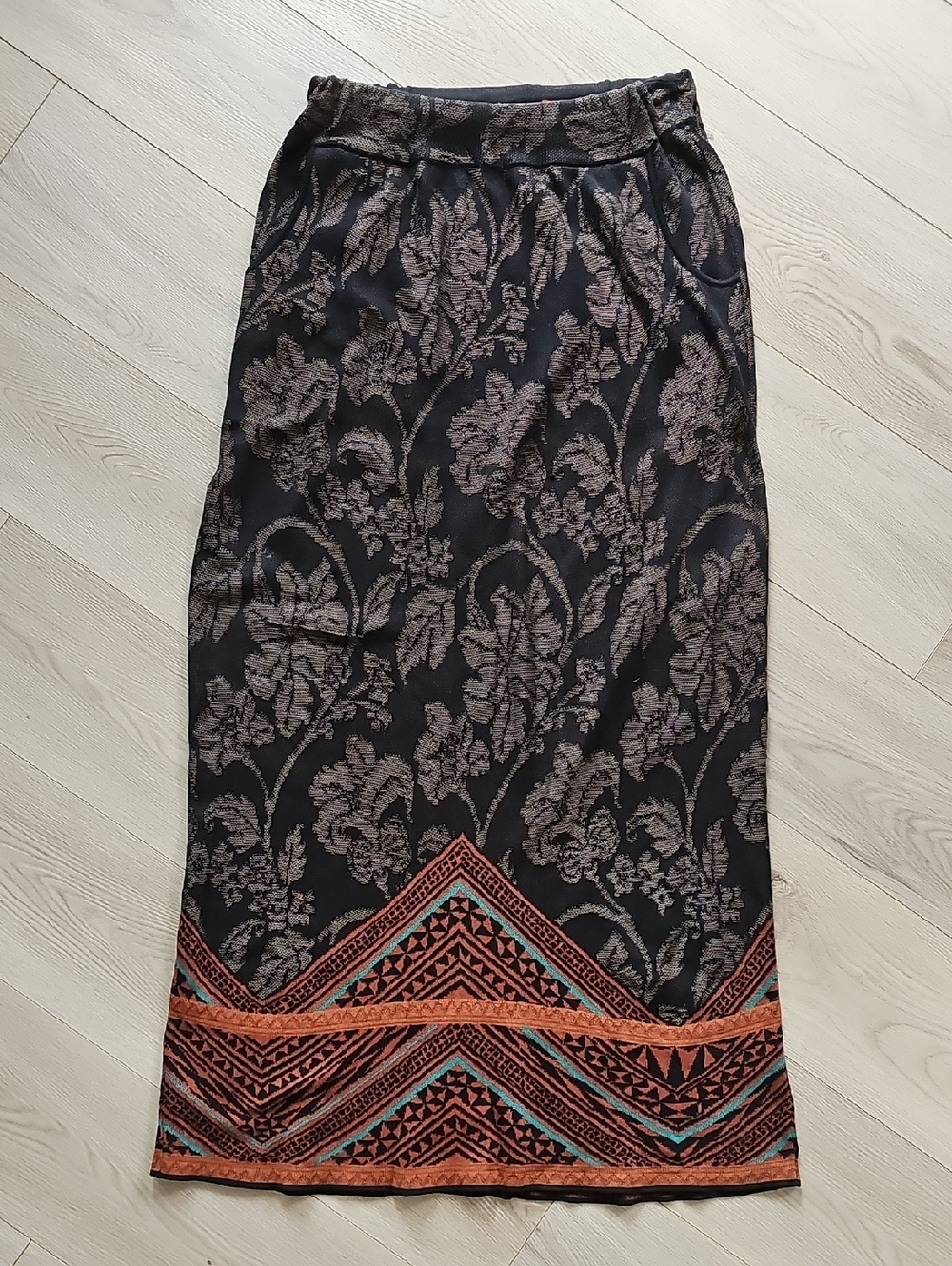Peruvian Connection Sheer Pima Cotton Full Length Tapestry Art To Wear Skirt, Sm